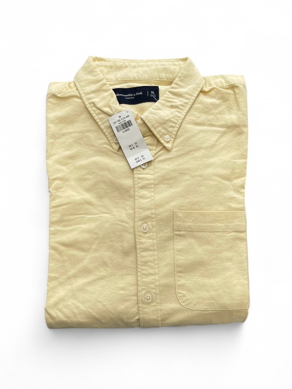 Abercrombie & Fitch Men's Pale Yellow Button-Down Shirt